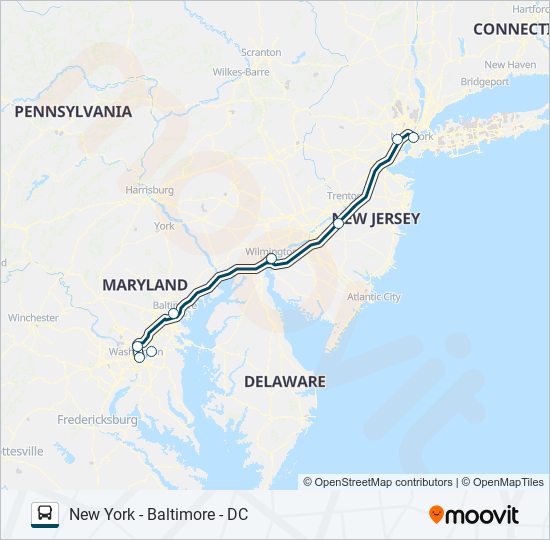 Mapa de GREYHOUND US0310 de autobús