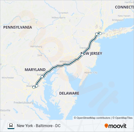 Ruta greyhound us0310 horarios, paradas y mapas New York Port Authority (Actualizado)