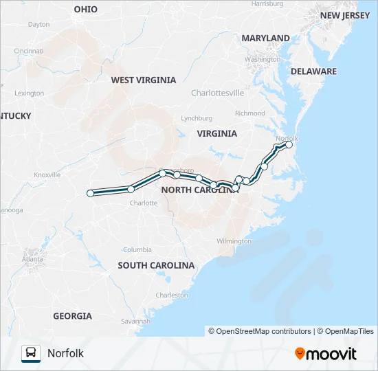 GREYHOUND US0654S Bus Line Map