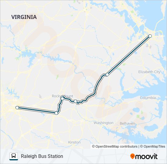 Mapa de GREYHOUND US0654S de autobús