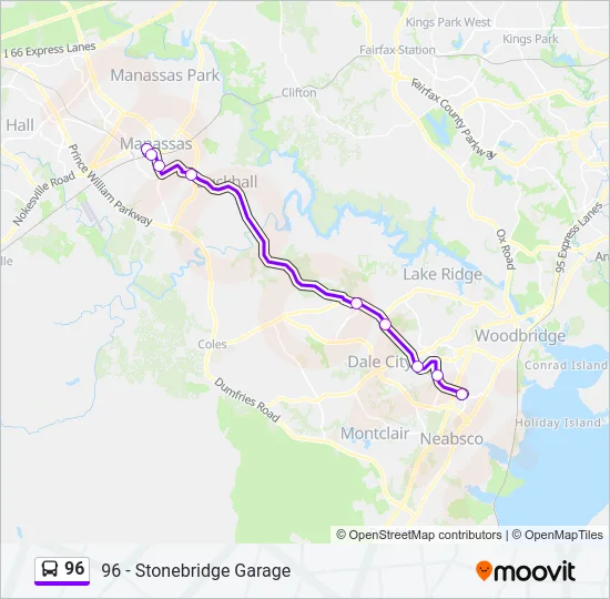96 Bus Line Map