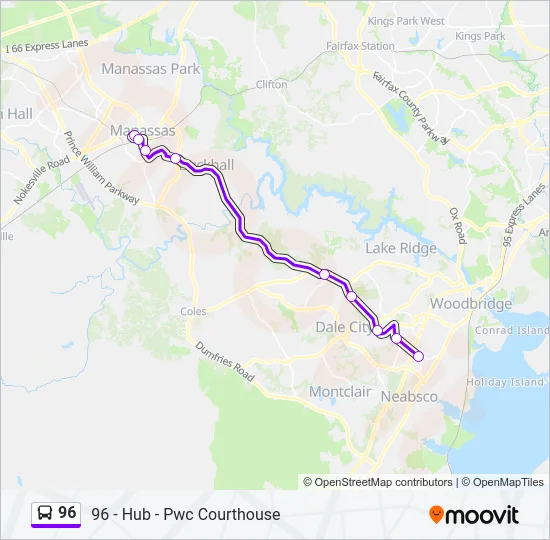 96 Bus Line Map