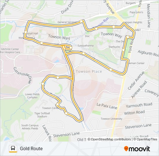 GOLD ROUTE Bus Line Map