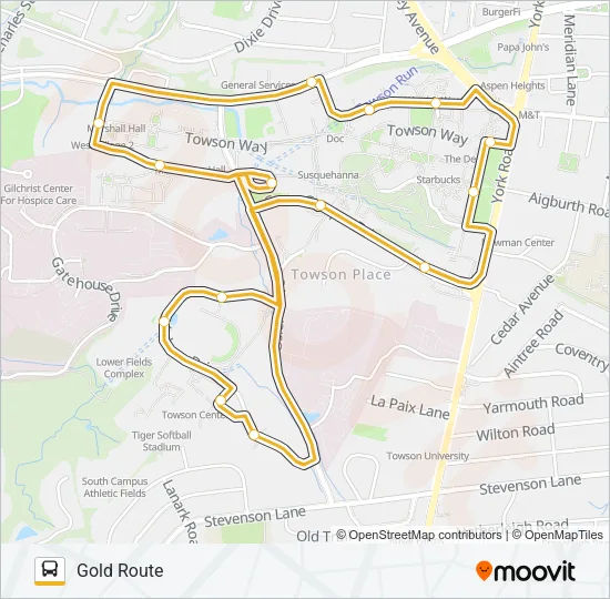 GOLD ROUTE Bus Line Map