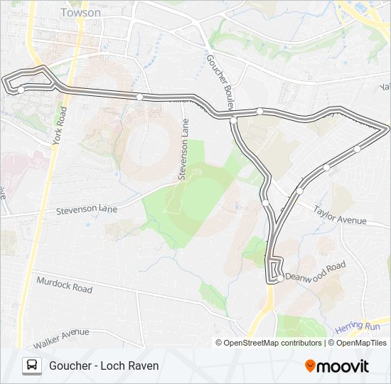 GOUCHER - LOCH RAVEN Bus Line Map