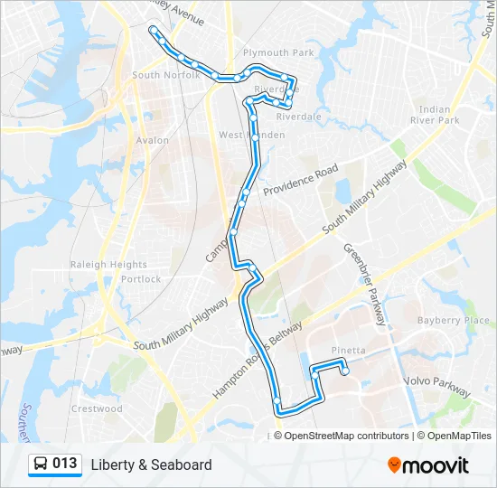 Mapa de 013 de autobús