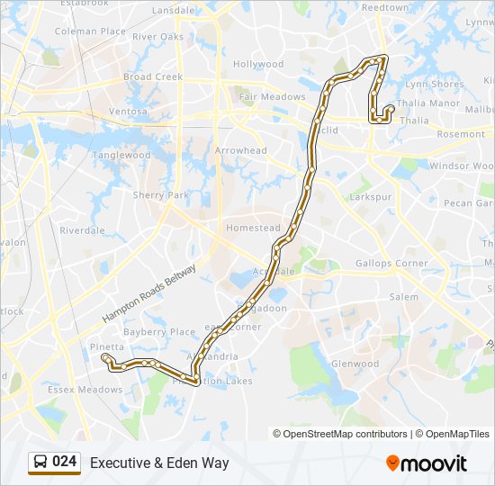 Ruta 024 horarios, paradas y mapas Executive & Eden Way (Actualizado)