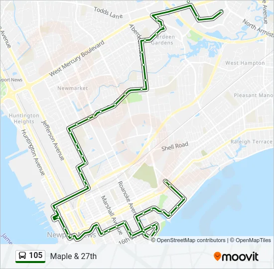 105 Bus Line Map