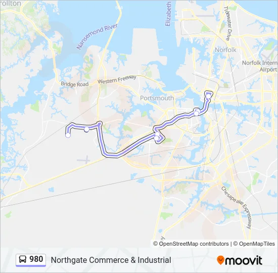 980 Bus Line Map