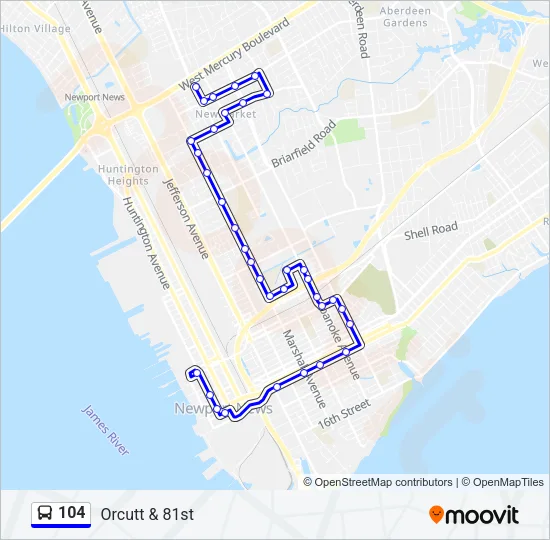 104 Bus Line Map