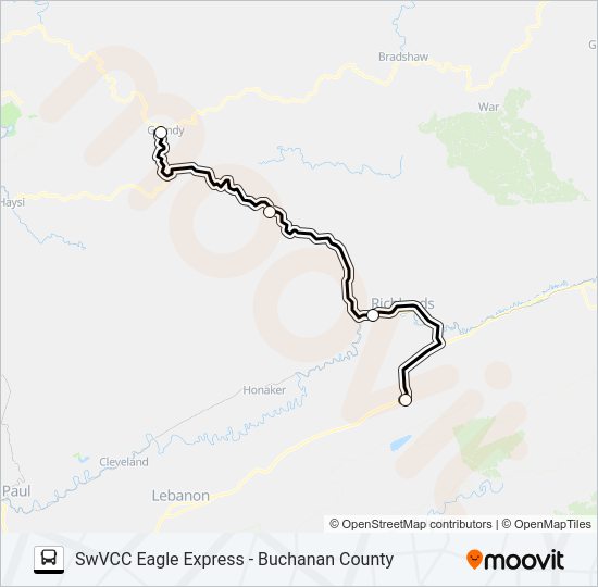 SWVCC EAGLE EXPRESS - BUCHANAN COUNTY Bus Line Map
