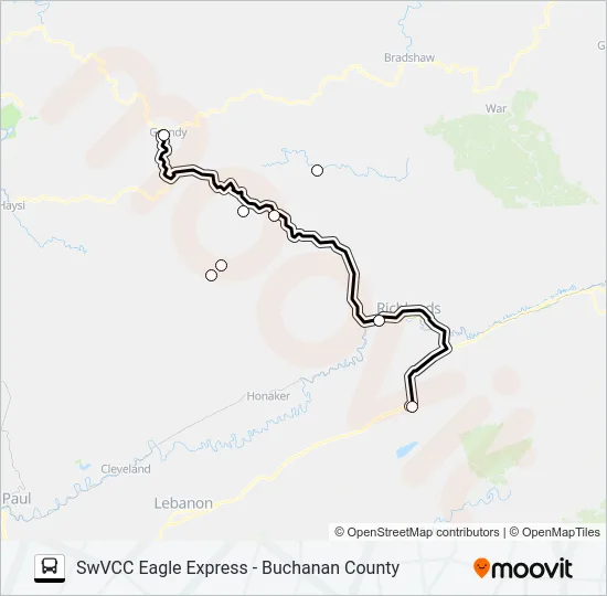 SWVCC EAGLE EXPRESS - BUCHANAN COUNTY Bus Line Map