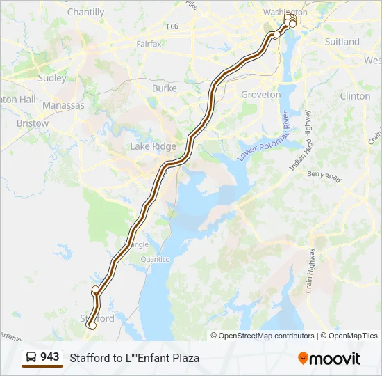943 Bus Line Map