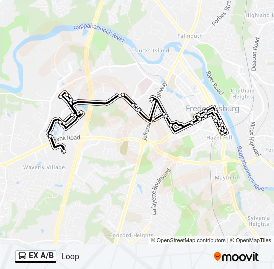 EX A/B Bus Line Map