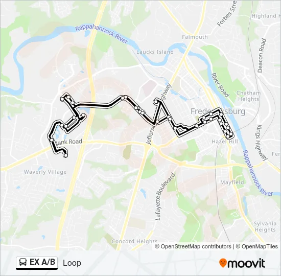 EX A/B Bus Line Map