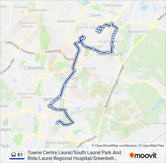 61 Bus Line Map