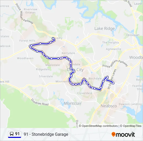 91 Bus Line Map