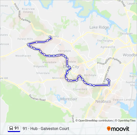 91 Bus Line Map