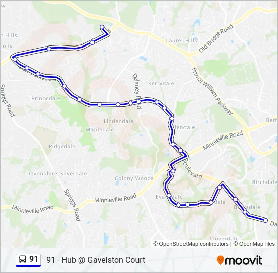 91 Bus Line Map