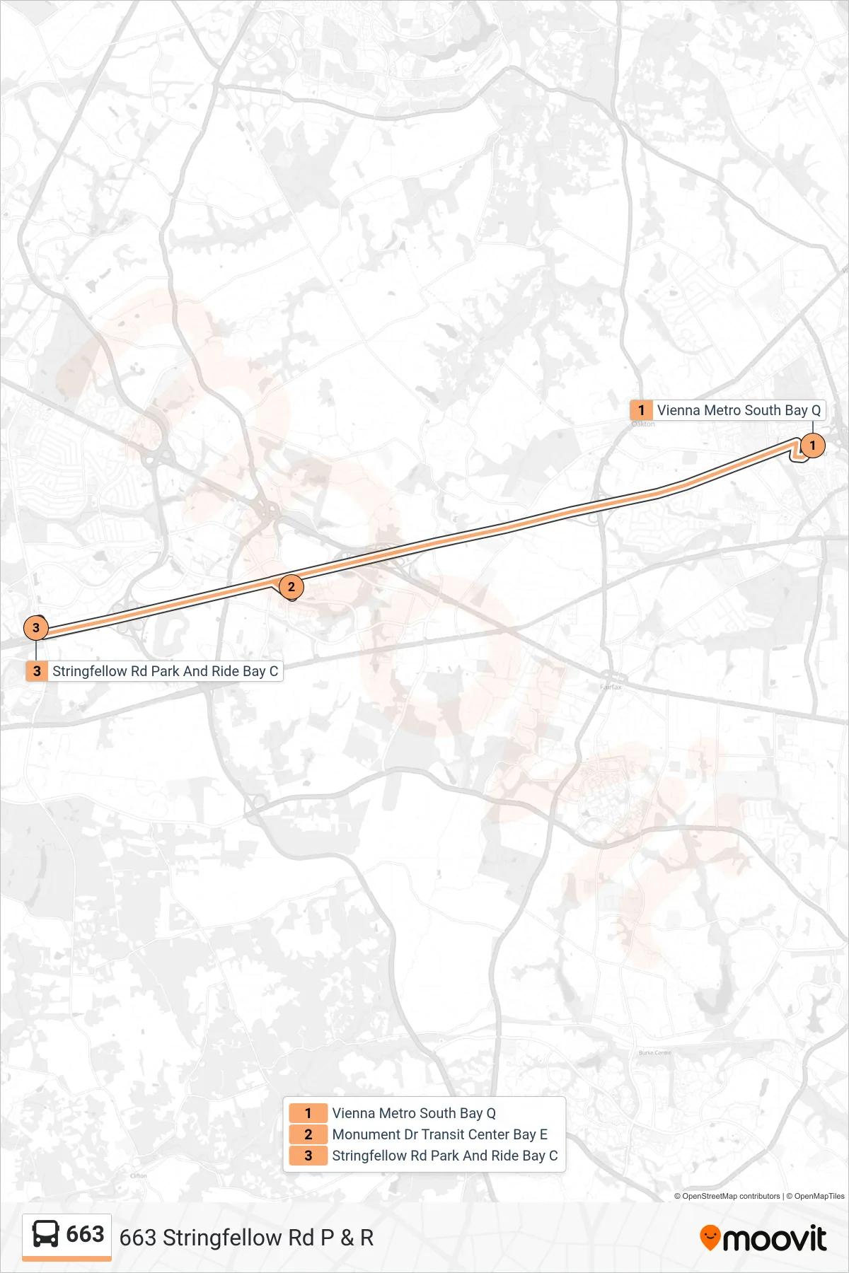 663 bus Line (663 Stringfellow Rd P & R) route and stops on a map