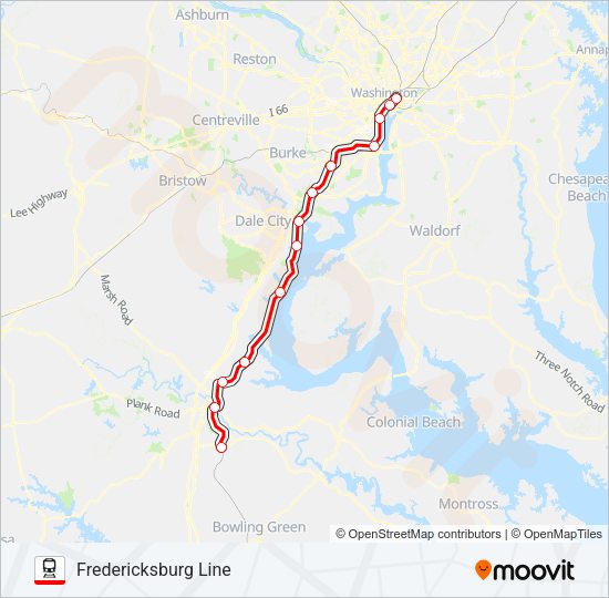 FREDERICKSBURG LINE Train Line Map