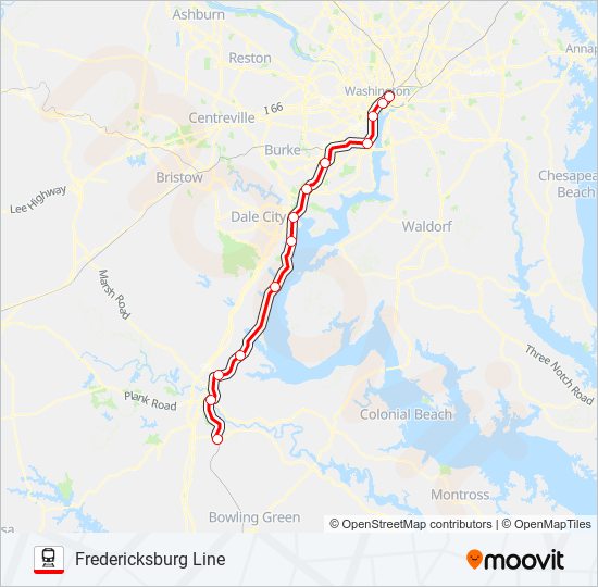 FREDERICKSBURG LINE Train Line Map