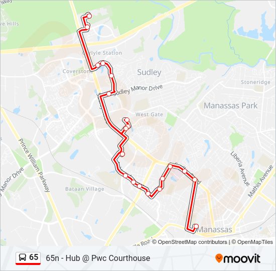 65 bus Line Map