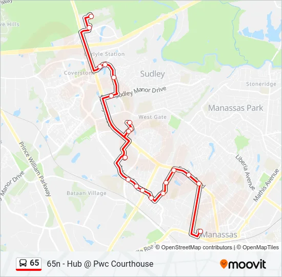 65 Bus Line Map