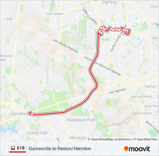 618 bus Line Map