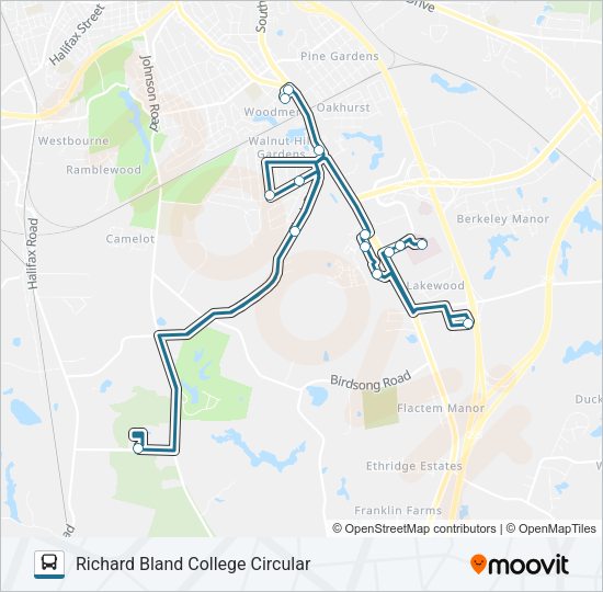 RICHARD BLAND COLLEGE CIRCULAR Bus Line Map