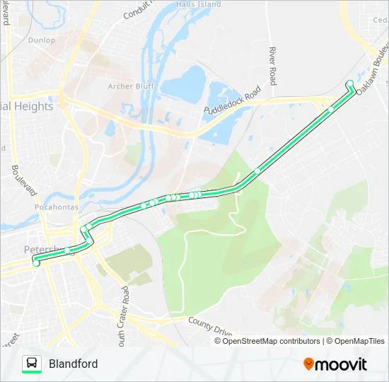 BLANDFORD Bus Line Map