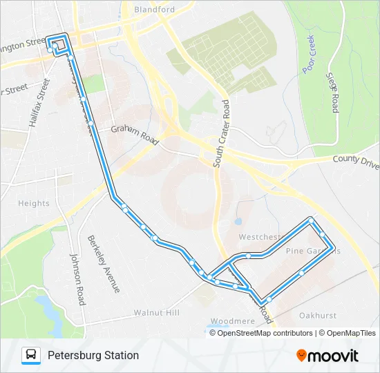 ETTRICK/MALL PLAZA/VSU/AMTRAK Bus Line Map