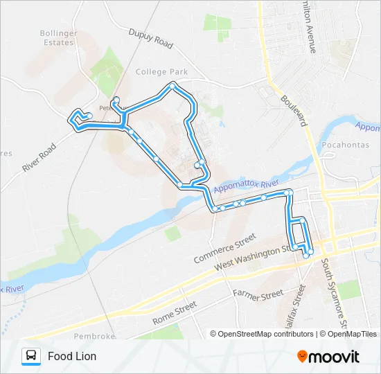 ETTRICK/MALL PLAZA/VSU/AMTRAK Bus Line Map