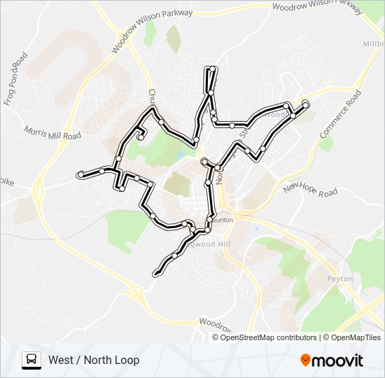 WEST / NORTH LOOP Bus Line Map