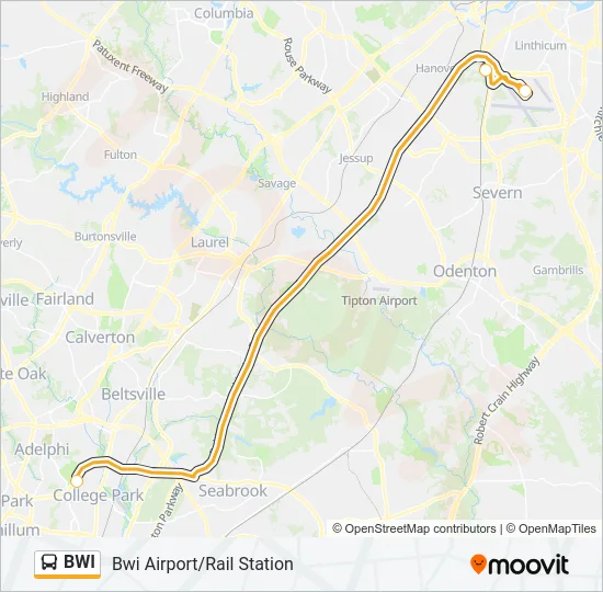BWI Bus Line Map