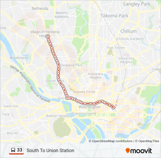 33 Bus Line Map