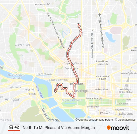 42 Route: Schedules, Stops & Maps - North To Mt Pleasant Via Adams Morgan  (Updated)
