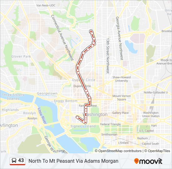 43 Bus Line Map