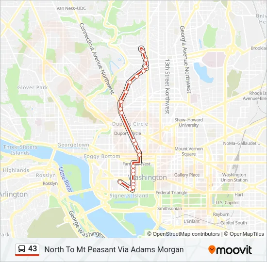 43 Bus Line Map