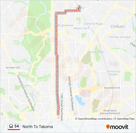 54 Bus Line Map
