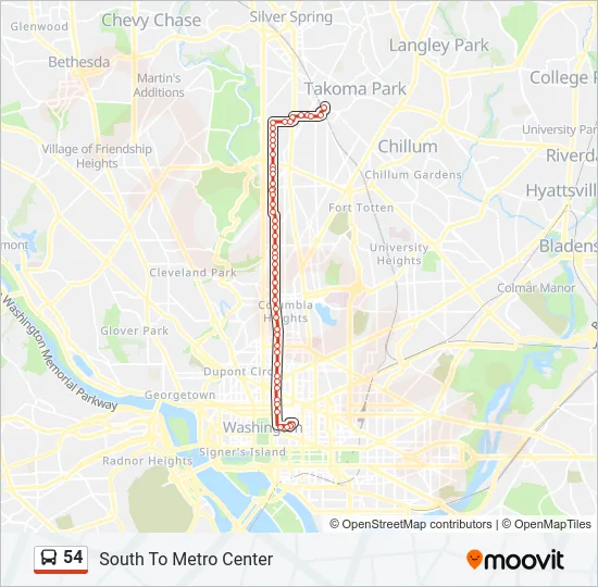 54 Bus Line Map