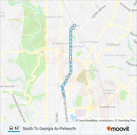 62 Bus Line Map