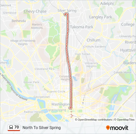 70 Bus Line Map
