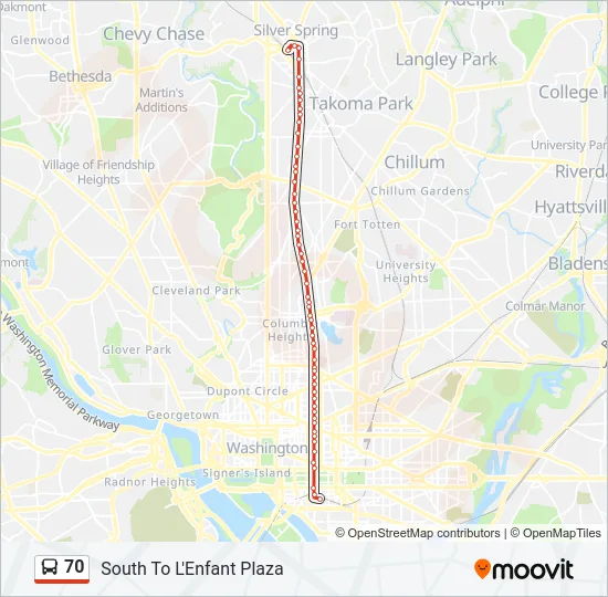70 Bus Line Map