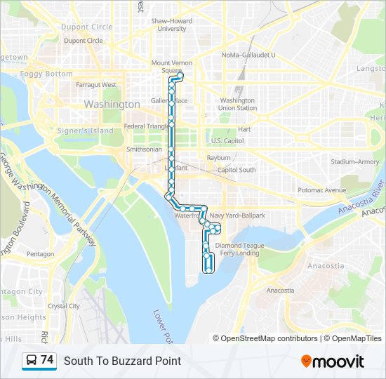 Mapa de 74 de autobús