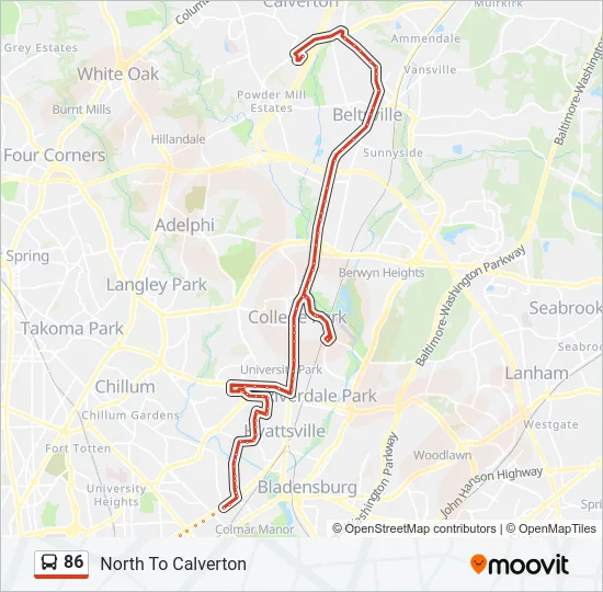 86 Bus Line Map
