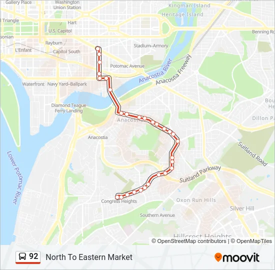 92 Bus Line Map