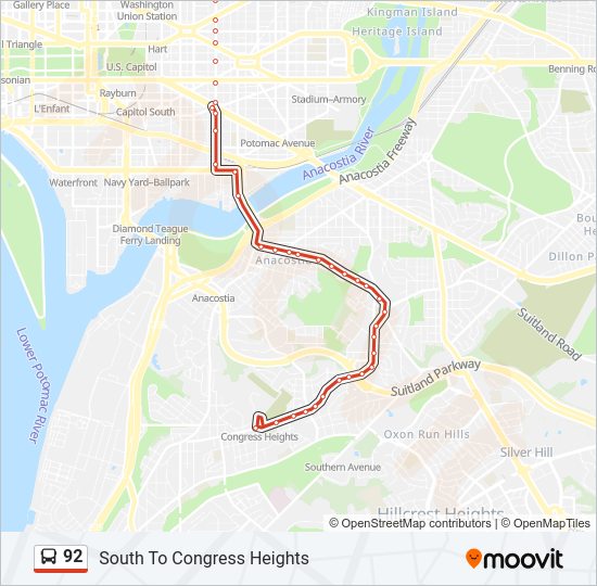 Mapa de 92 de autobús