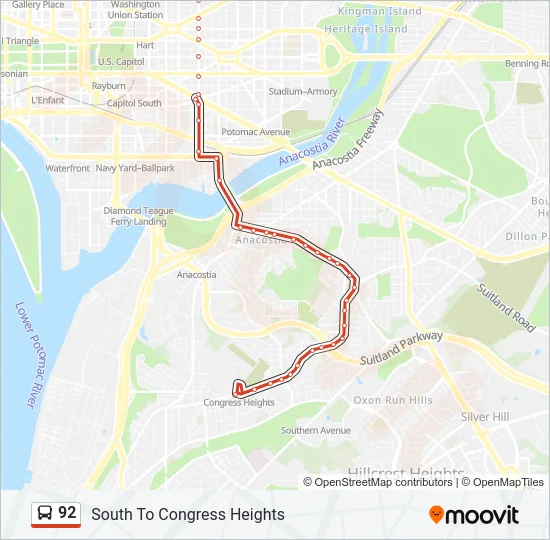92 Bus Line Map