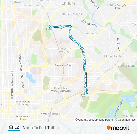 E2 Bus Line Map